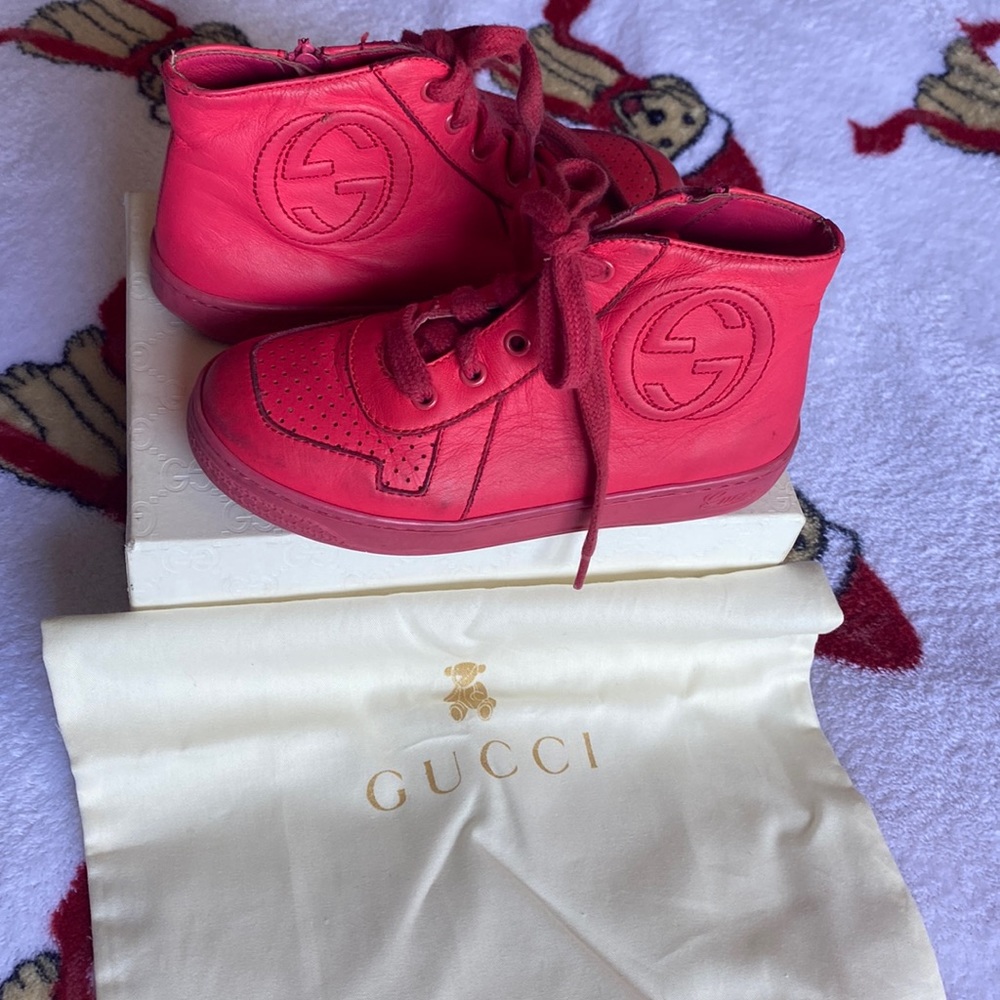 Gucci Pink Leather High Top Girl Sneakers 💗